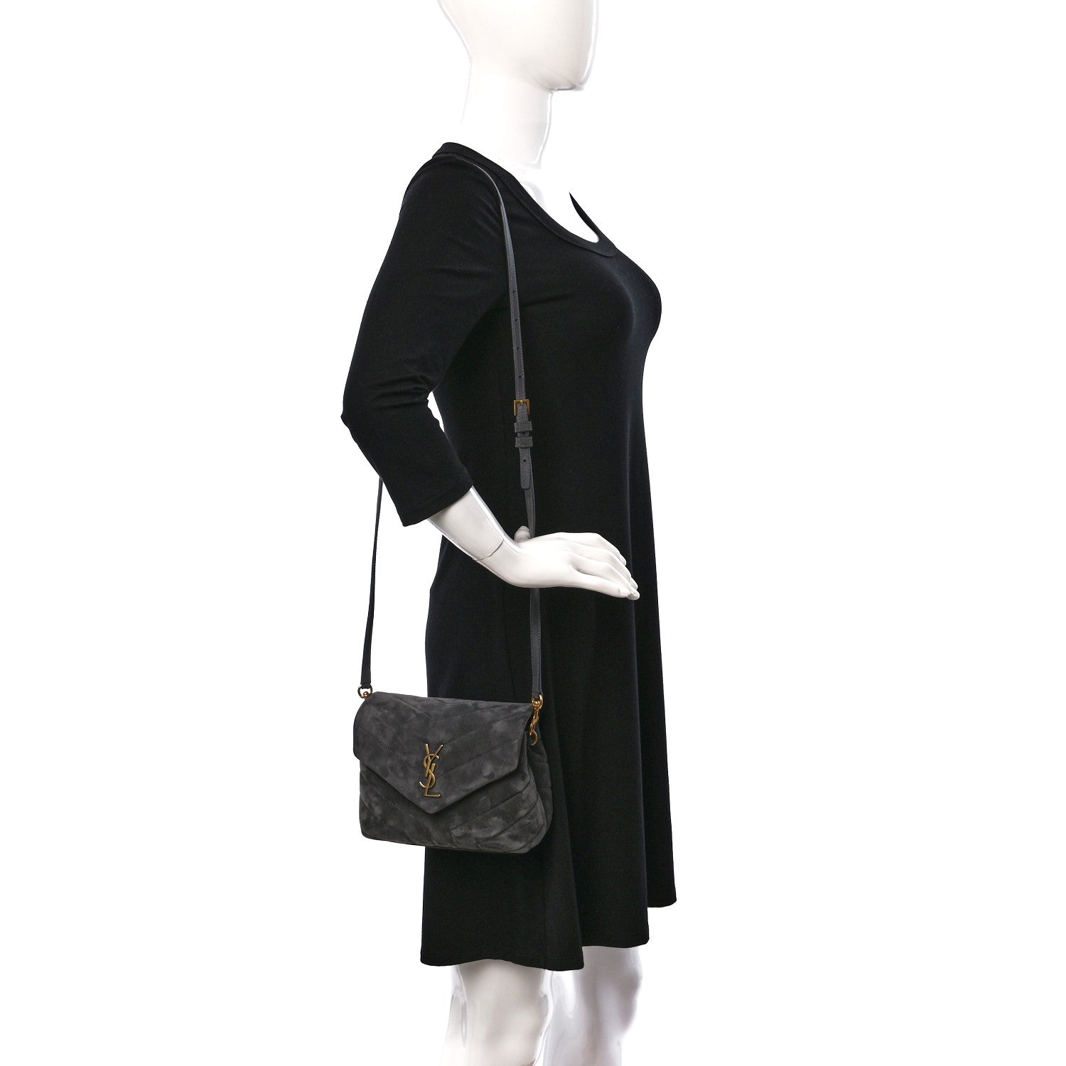 Saint Laurent Suede Toy Loulou Shoulder Bag Storm 2 of 9