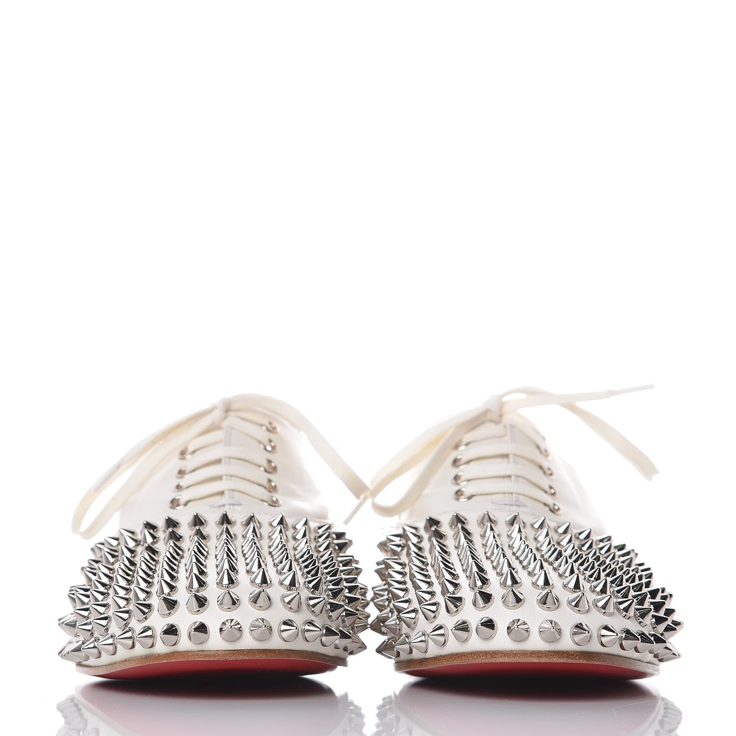Christian Louboutin Nappa Freddy Spikes Donna Flat Sneakers 38 Latte Silver 2 of 9