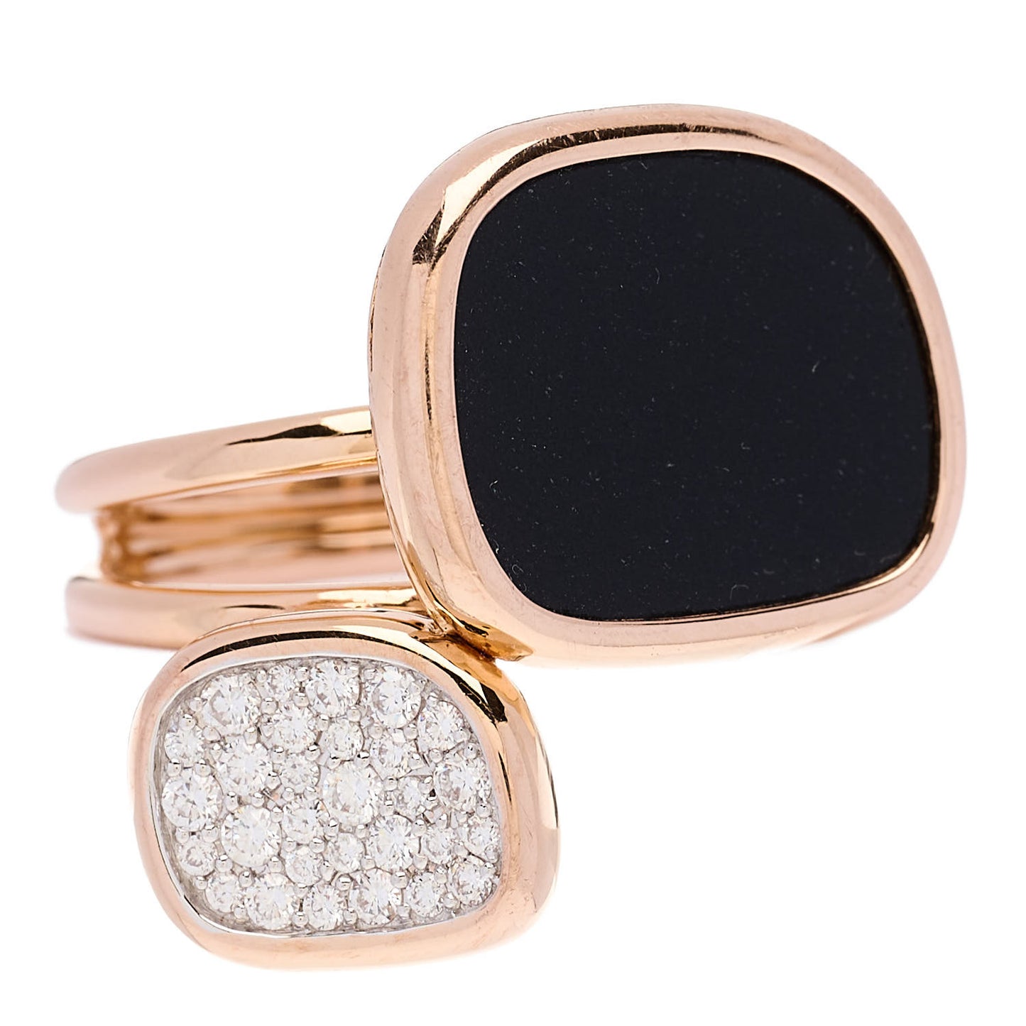 18K Rose Gold Diamond Black Onyx Amphibole Ring 53 6.5