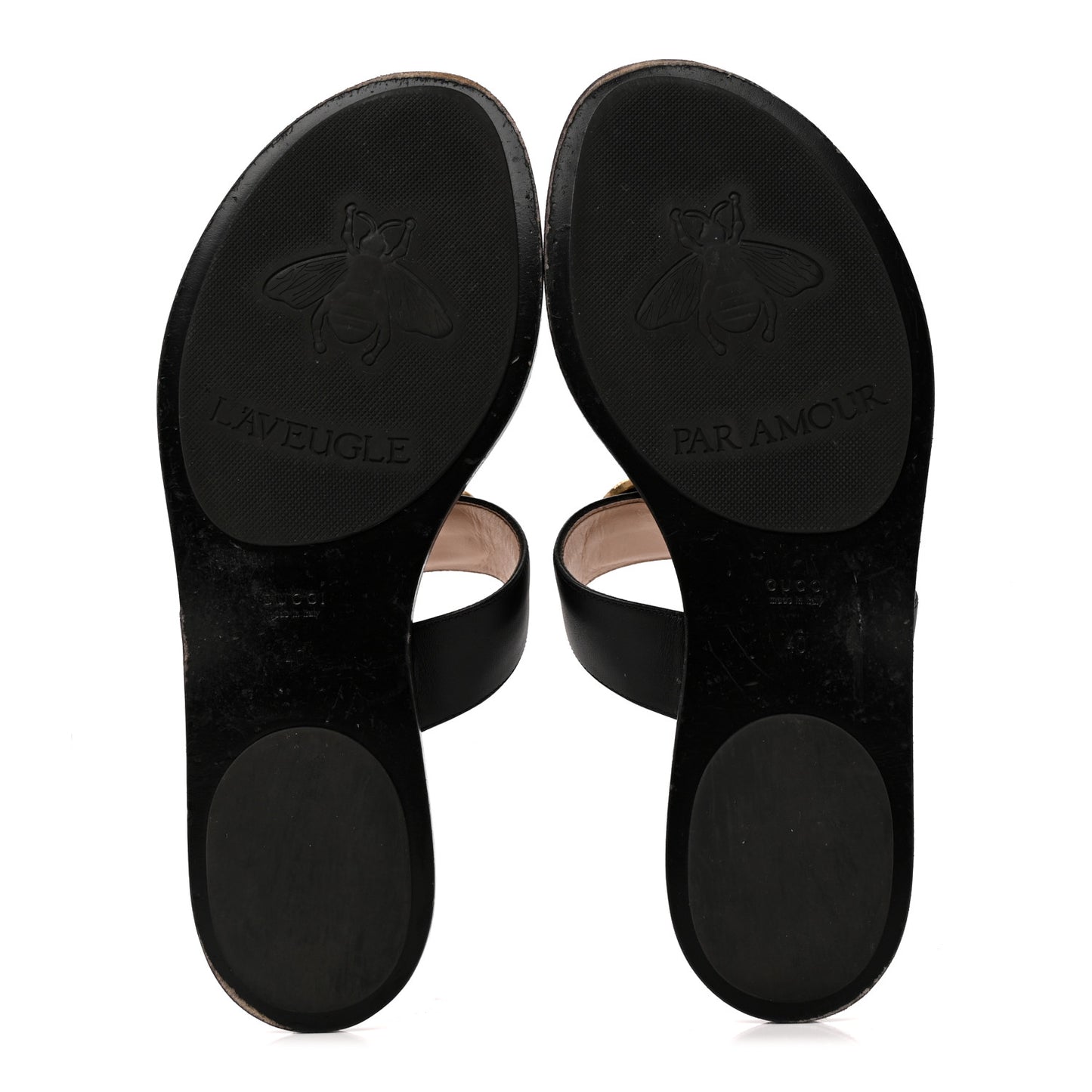 Calfskin GG Marmont Thong Sandals 40 Black