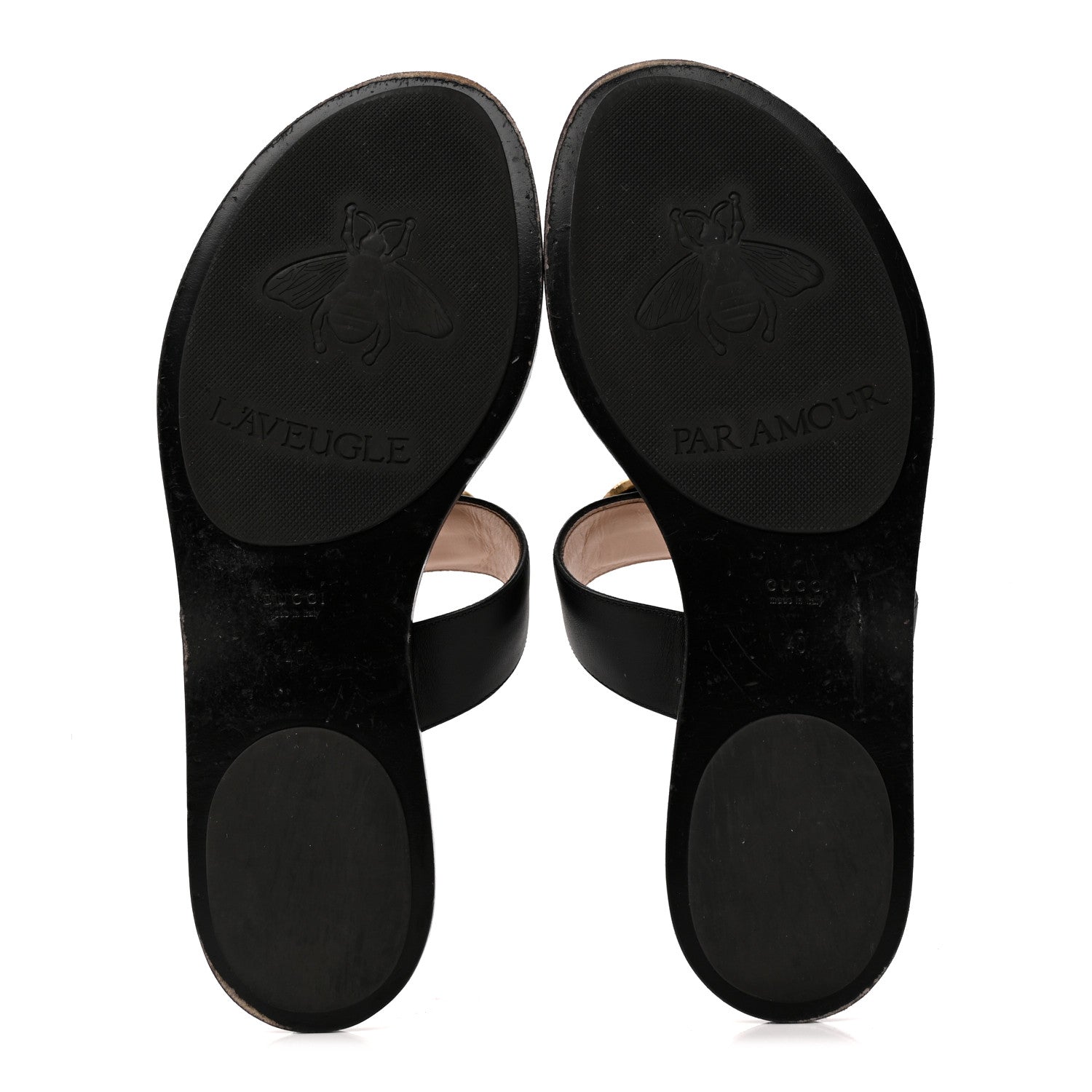 Gucci Calfskin GG Marmont Thong Sandals 40 Black 6 of 10