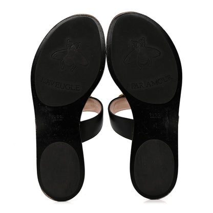 Gucci Calfskin GG Marmont Thong Sandals 40 Black 6 of 10