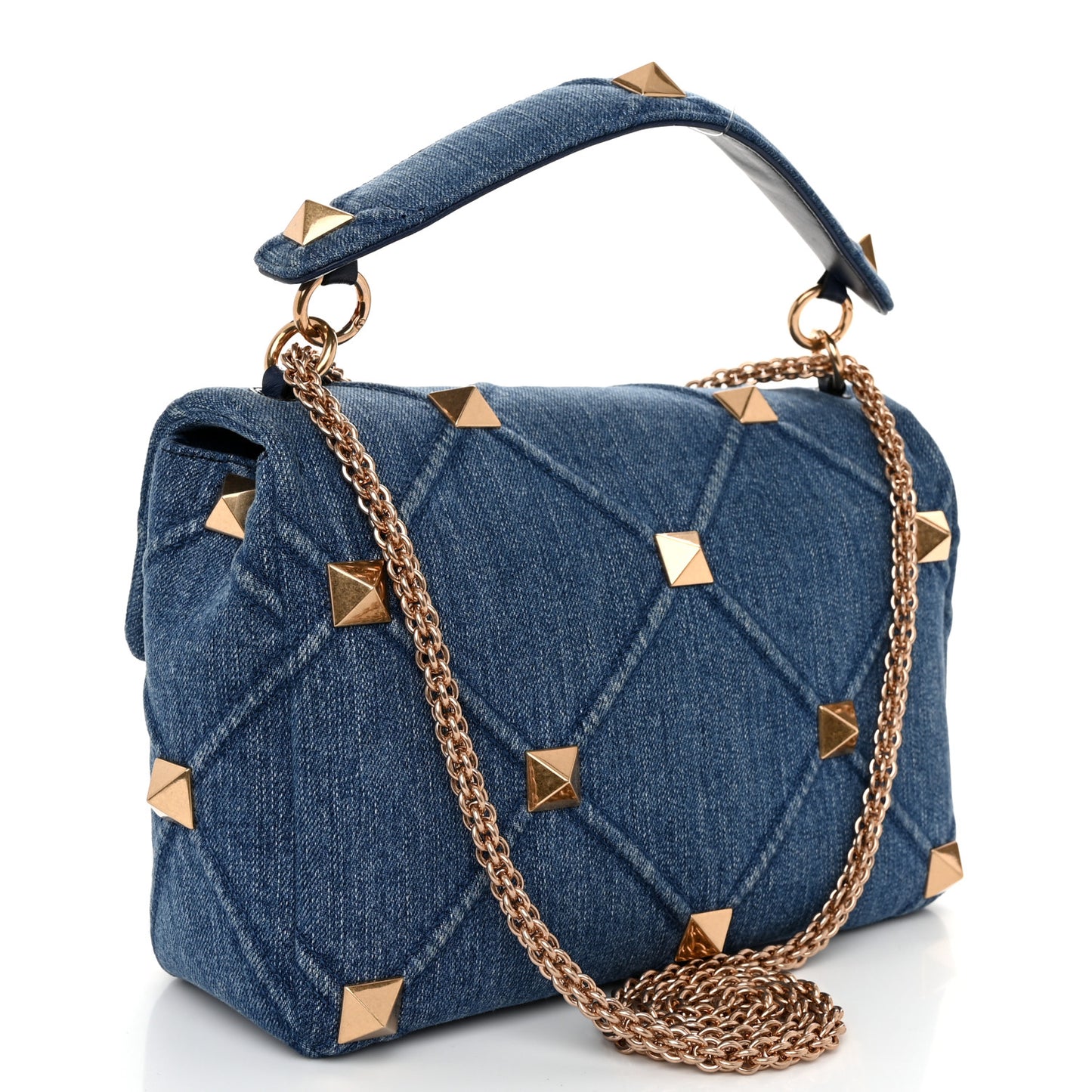 Denim Medium Roman Stud Shoulder Bag Light Denim Selleria