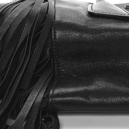 Prada Glace Calf Twin Pocket Fringe Tote Black 13 of 16