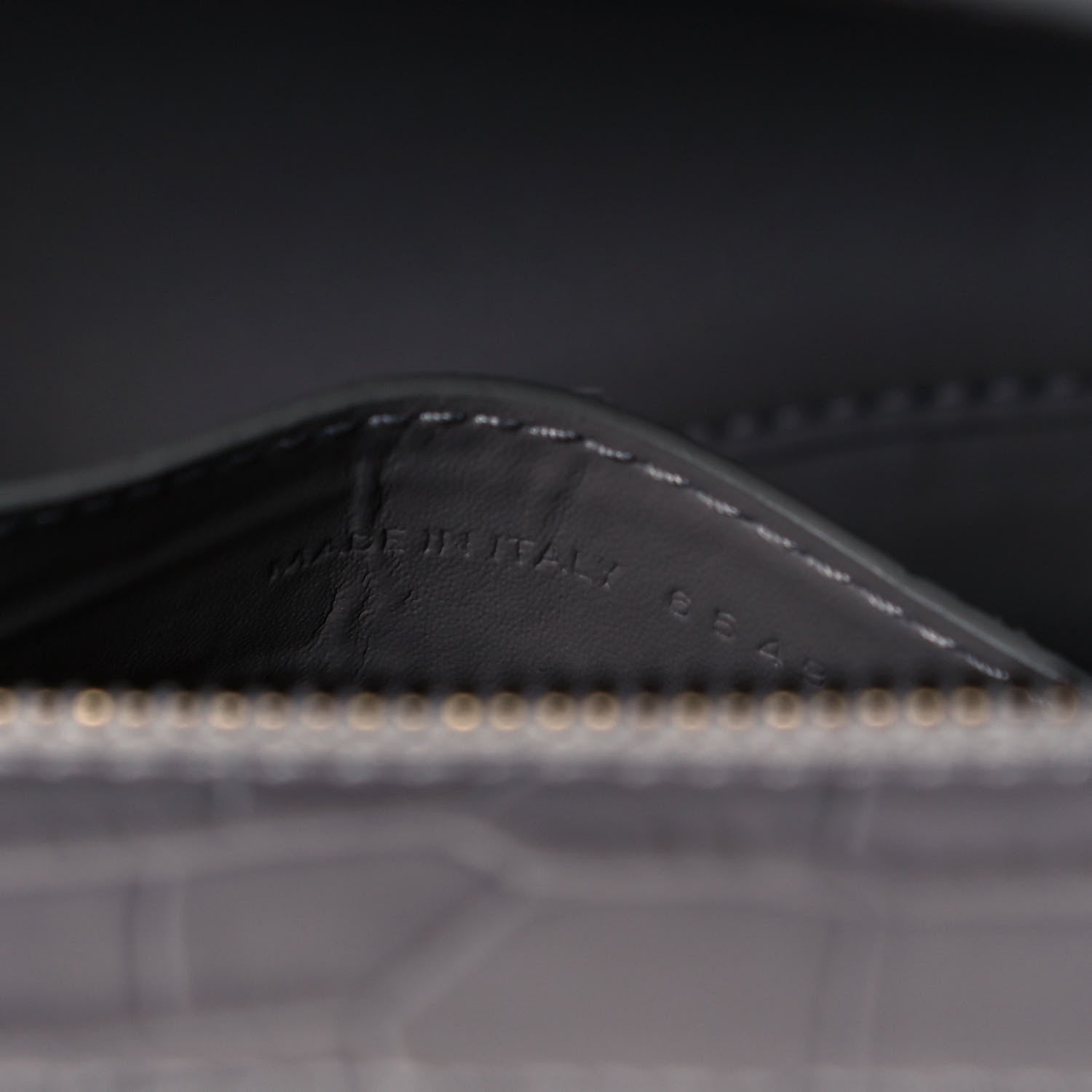 Balenciaga Shiny Supple Calfskin Crocodile Embossed Brass Hardware Neo Classic City Steel Grey 6 of 8