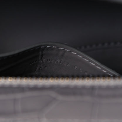 Balenciaga Shiny Supple Calfskin Crocodile Embossed Brass Hardware Neo Classic City Steel Grey 6 of 8