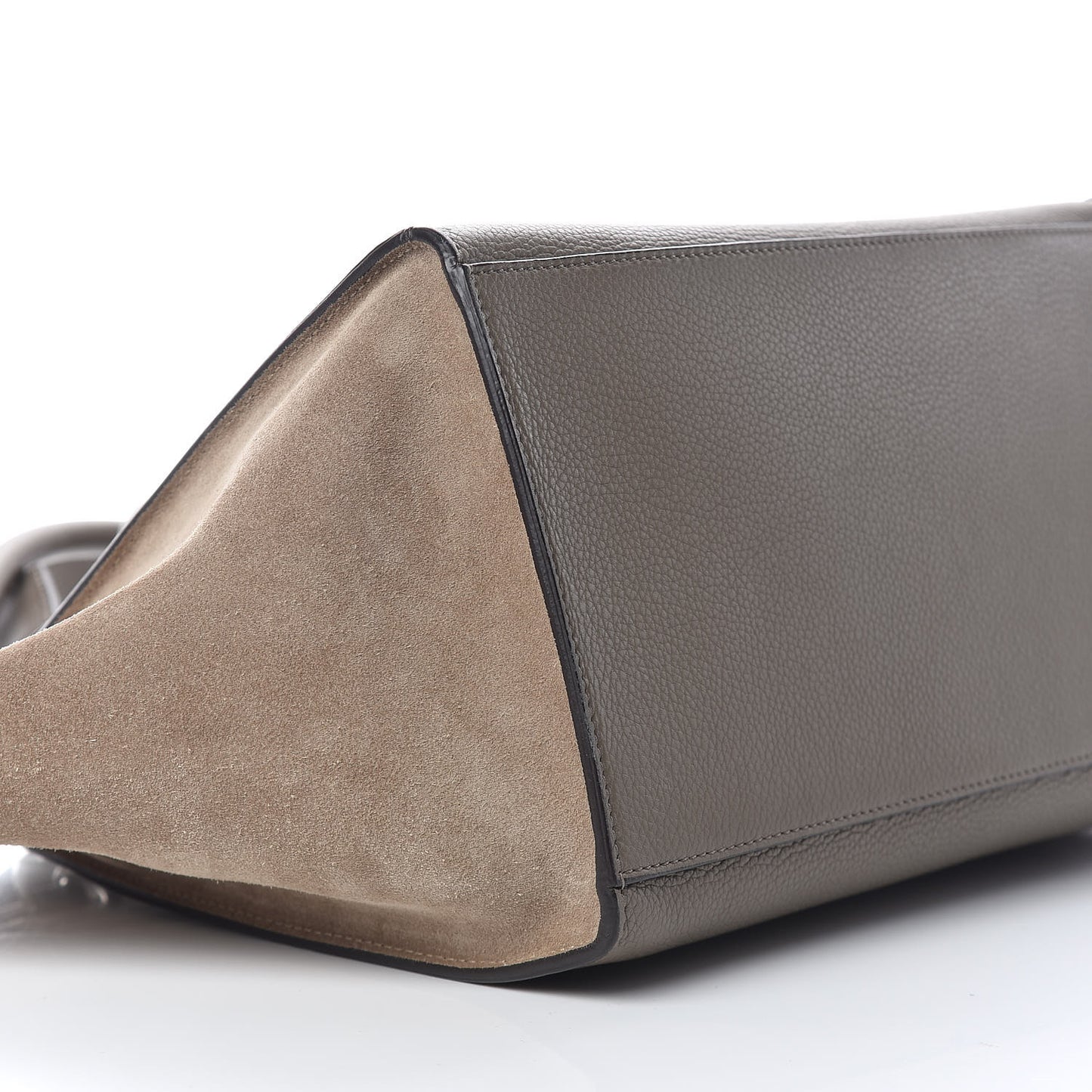 Drummed Calfskin Suede Medium Trapeze Taupe