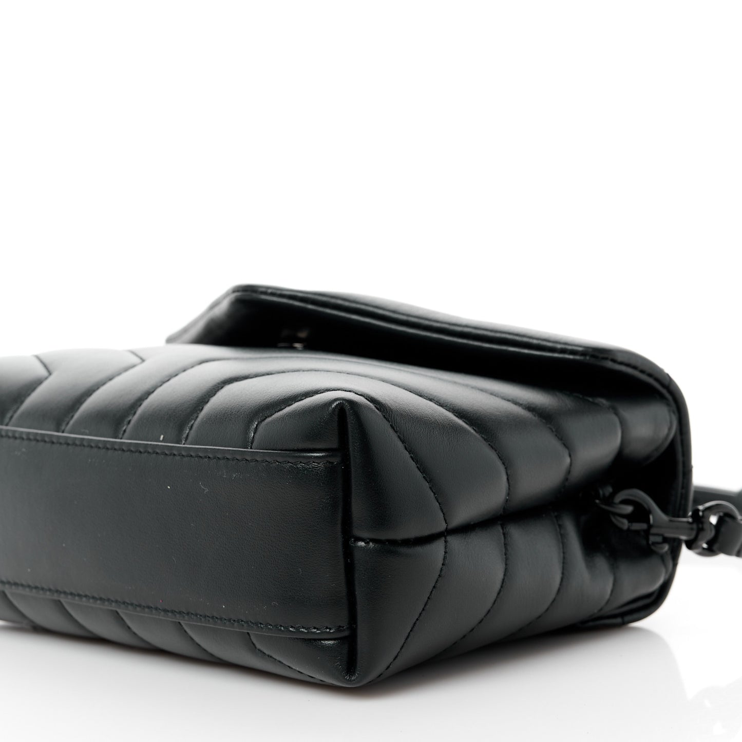 Calfskin Y Quilted Monogram Monochrome Toy Loulou Crossbody Bag Black