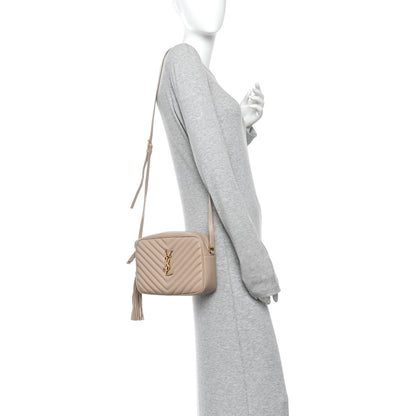 Saint Laurent Calfskin Matelasse Monogram Lou Camera Bag Dark Beige 2 of 9