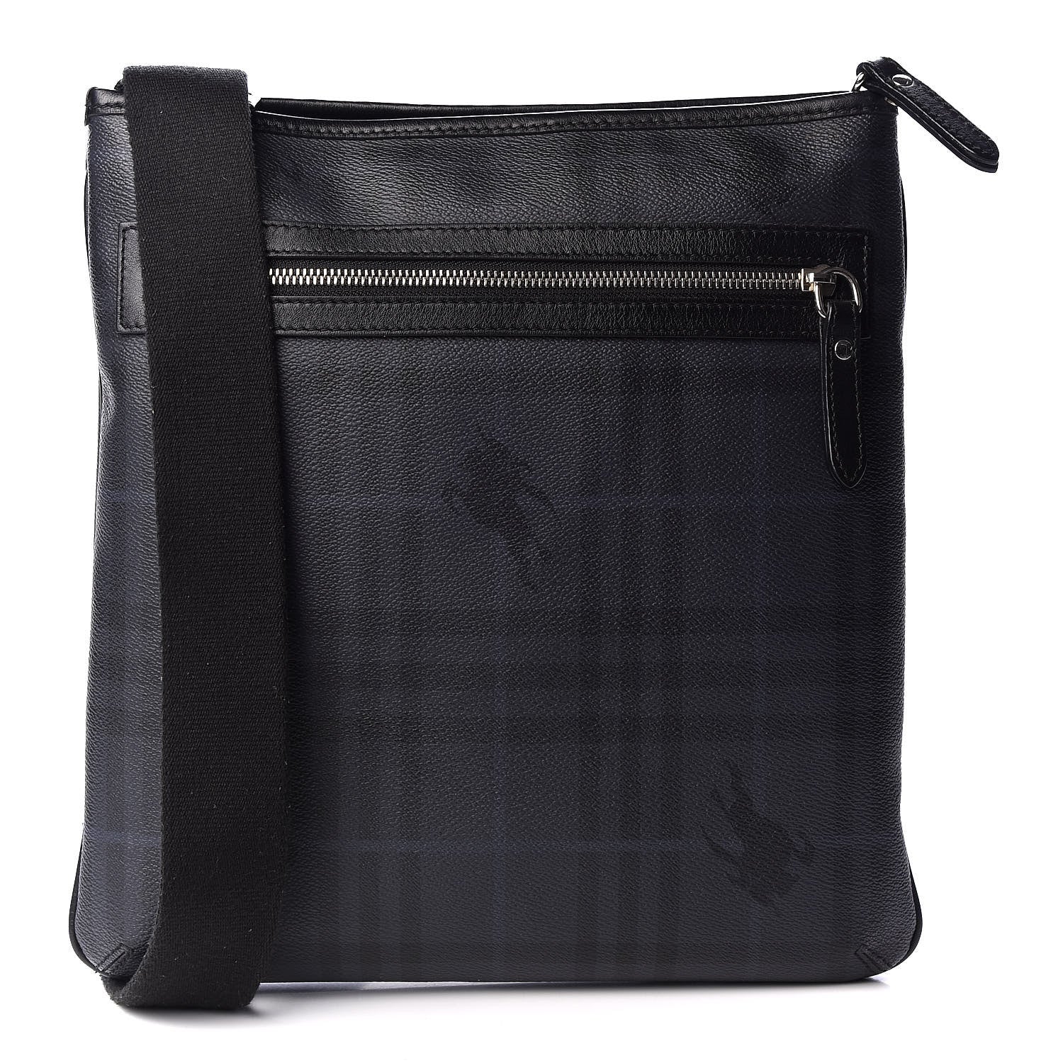 Burberry Haymarket Check Crossbody Messenger Bag Blue Black 1 of 9