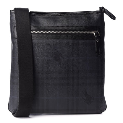 Burberry Haymarket Check Crossbody Messenger Bag Blue Black 1 of 9