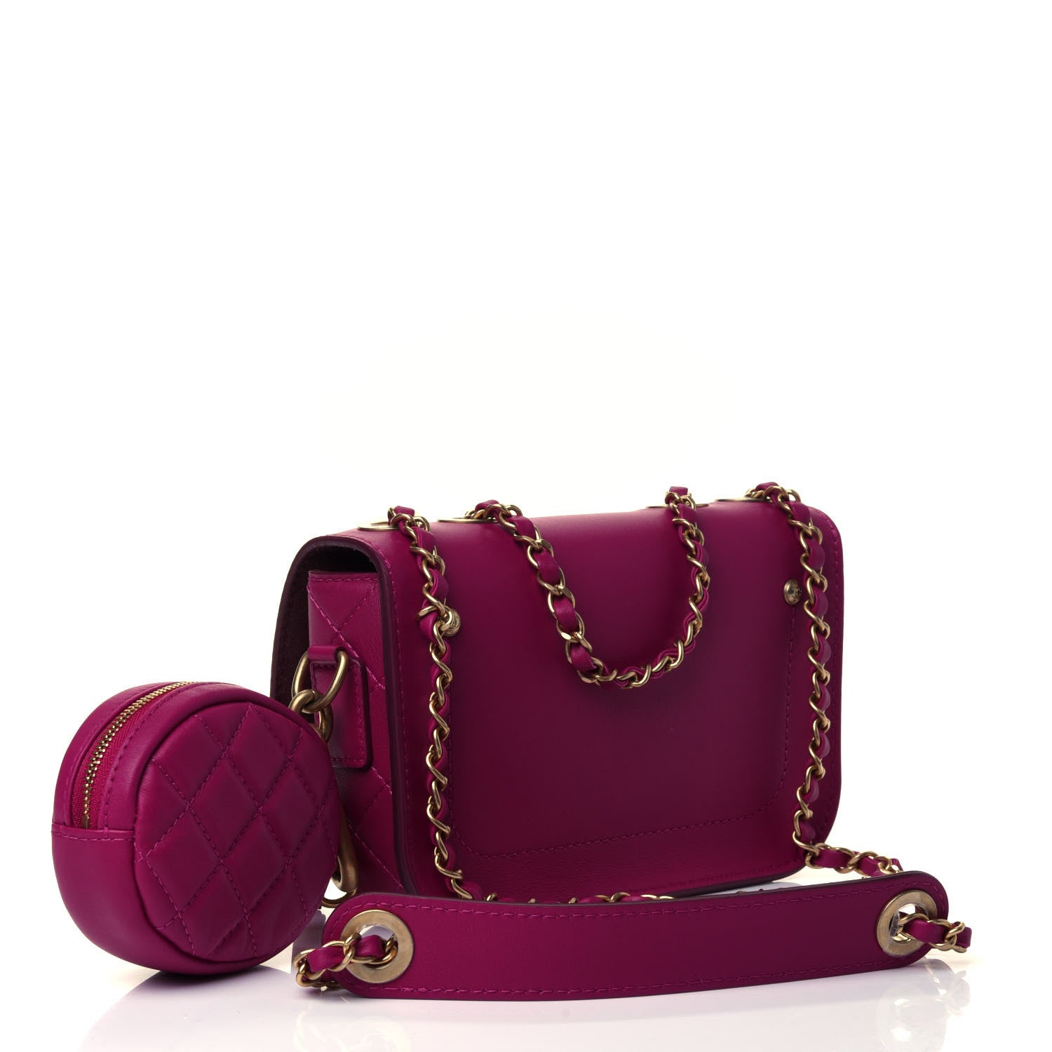 Chanel Calfskin Quilted Multi Pouching Flap And Coin Purse Fuchsia 2 of 4