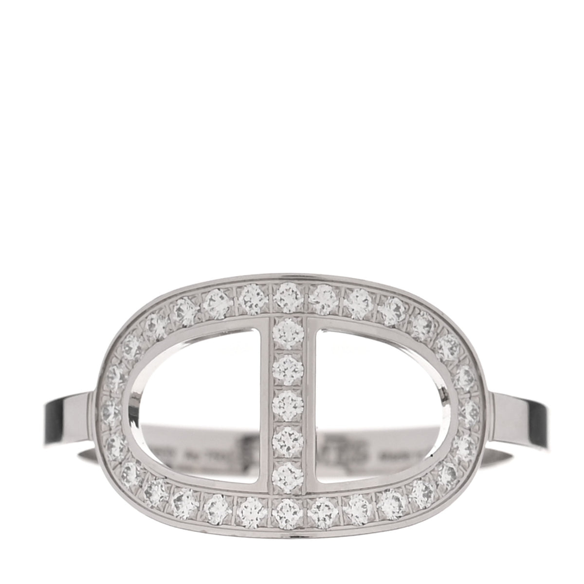 18K White Gold Diamond MM Chaine d'Ancre Contour Ring 52 6