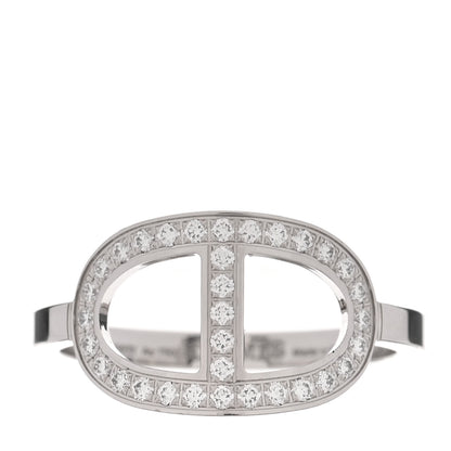Hermes 18K White Gold Diamond MM Chaine d'Ancre Contour Ring 52 6 1 of 6