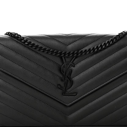 Saint Laurent Grain De Poudre Matelasse Chevron Monogram Monochrome Chain Wallet Black 7 of 14