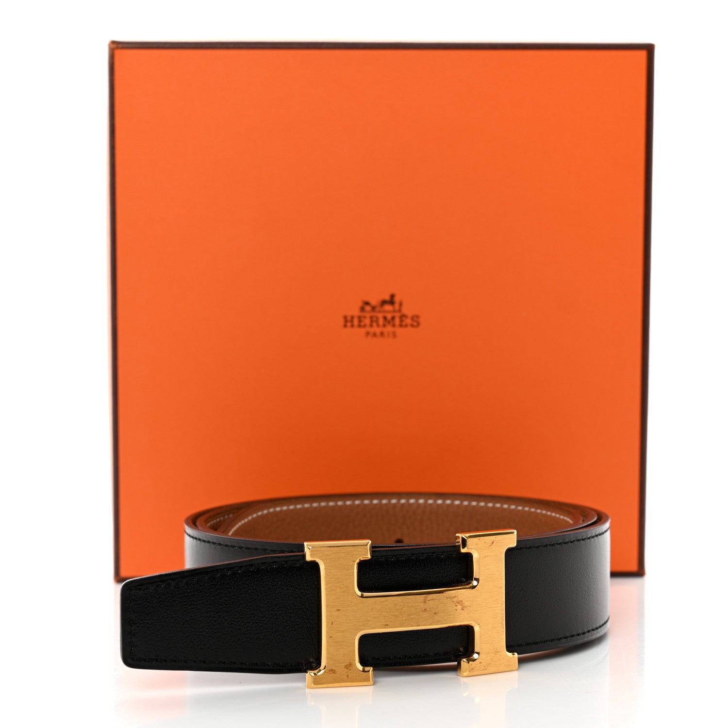 Hermes Swift Togo 32mm H Belt 90 Black Gold 11 of 11