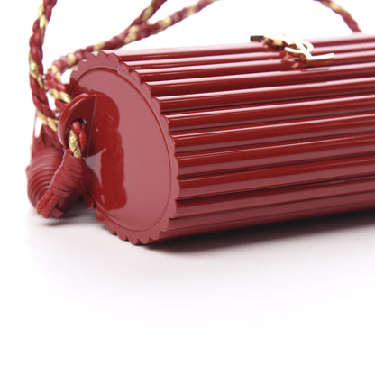 Saint Laurent Ribbed Plexiglass Lambskin Fringe Monogram Opium Box Bag Red 9 of 10
