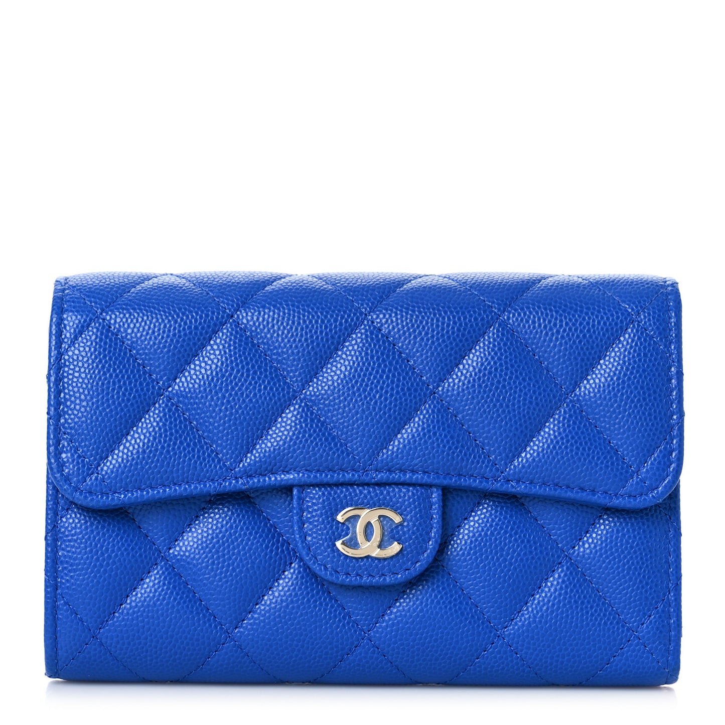 Caviar Quilted Medium Flap Wallet Blue