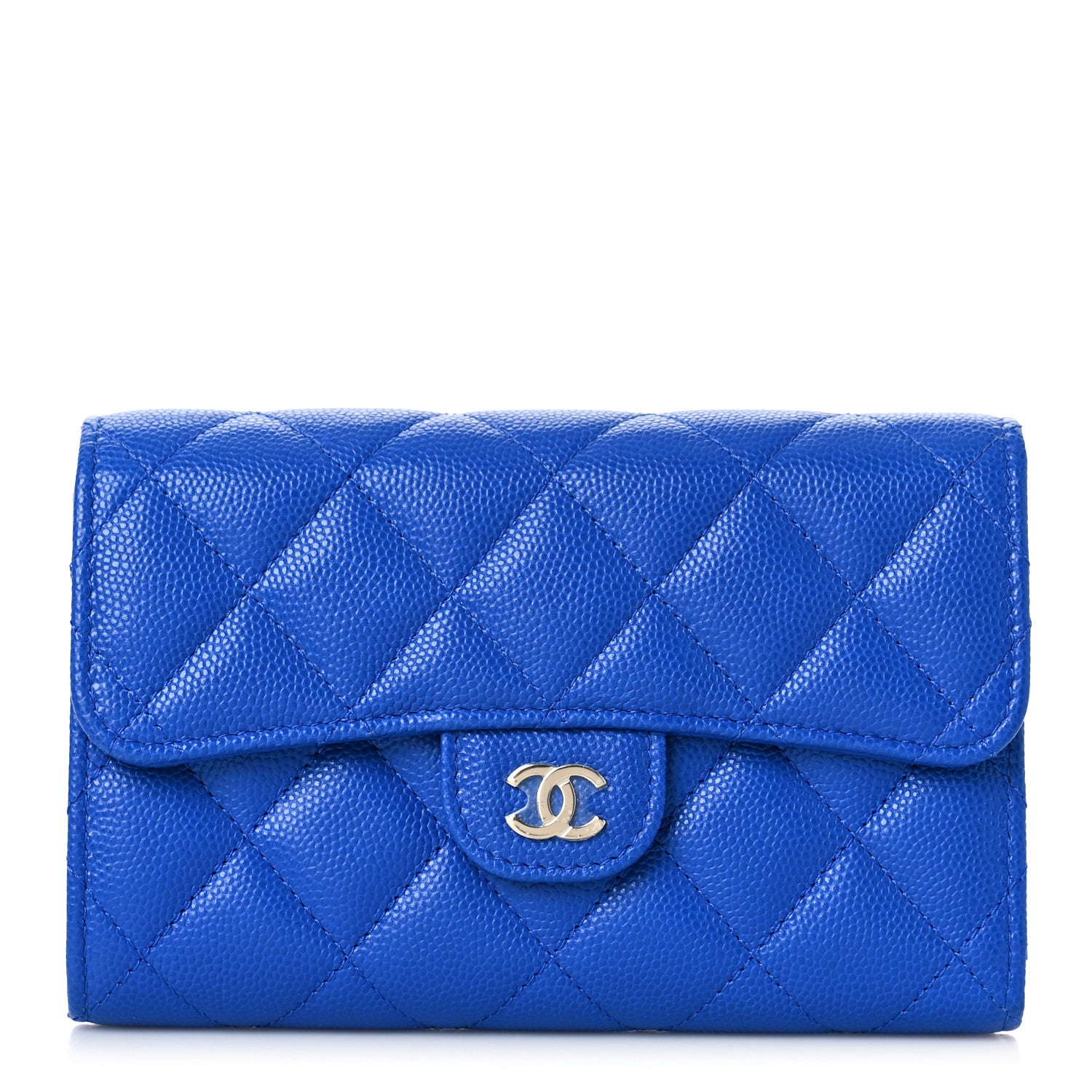 Chanel Caviar Quilted Medium Flap Wallet Blue 1 of 10