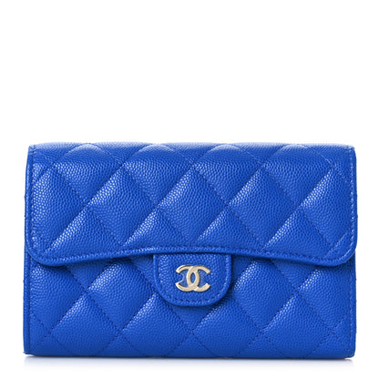 Chanel Caviar Quilted Medium Flap Wallet Blue 1 of 10