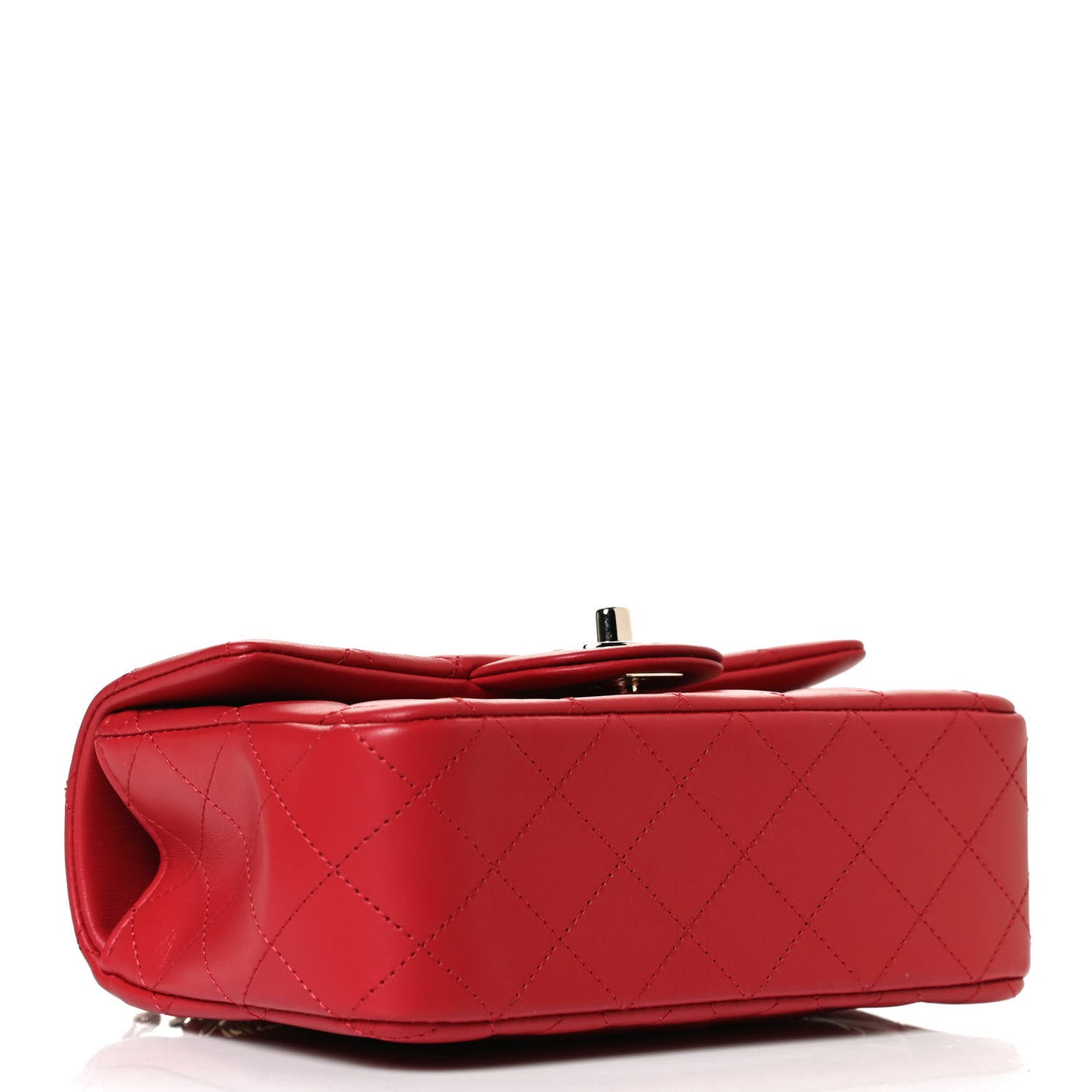 Lambskin Quilted Mini Top Handle Rectangular Flap Red