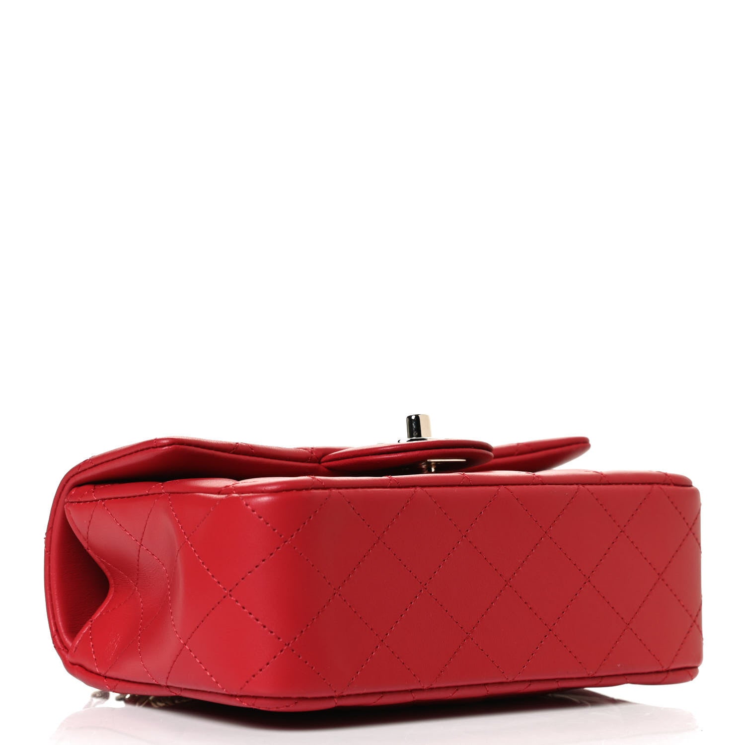 Chanel Lambskin Quilted Mini Top Handle Rectangular Flap Red 4 of 13