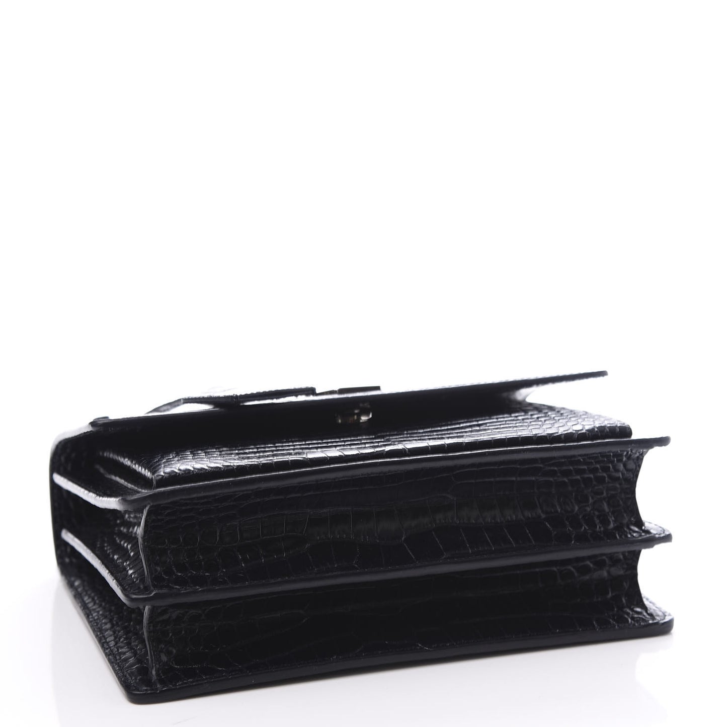 Calfskin Crocodile Embossed Medium Monogram Sunset Navy