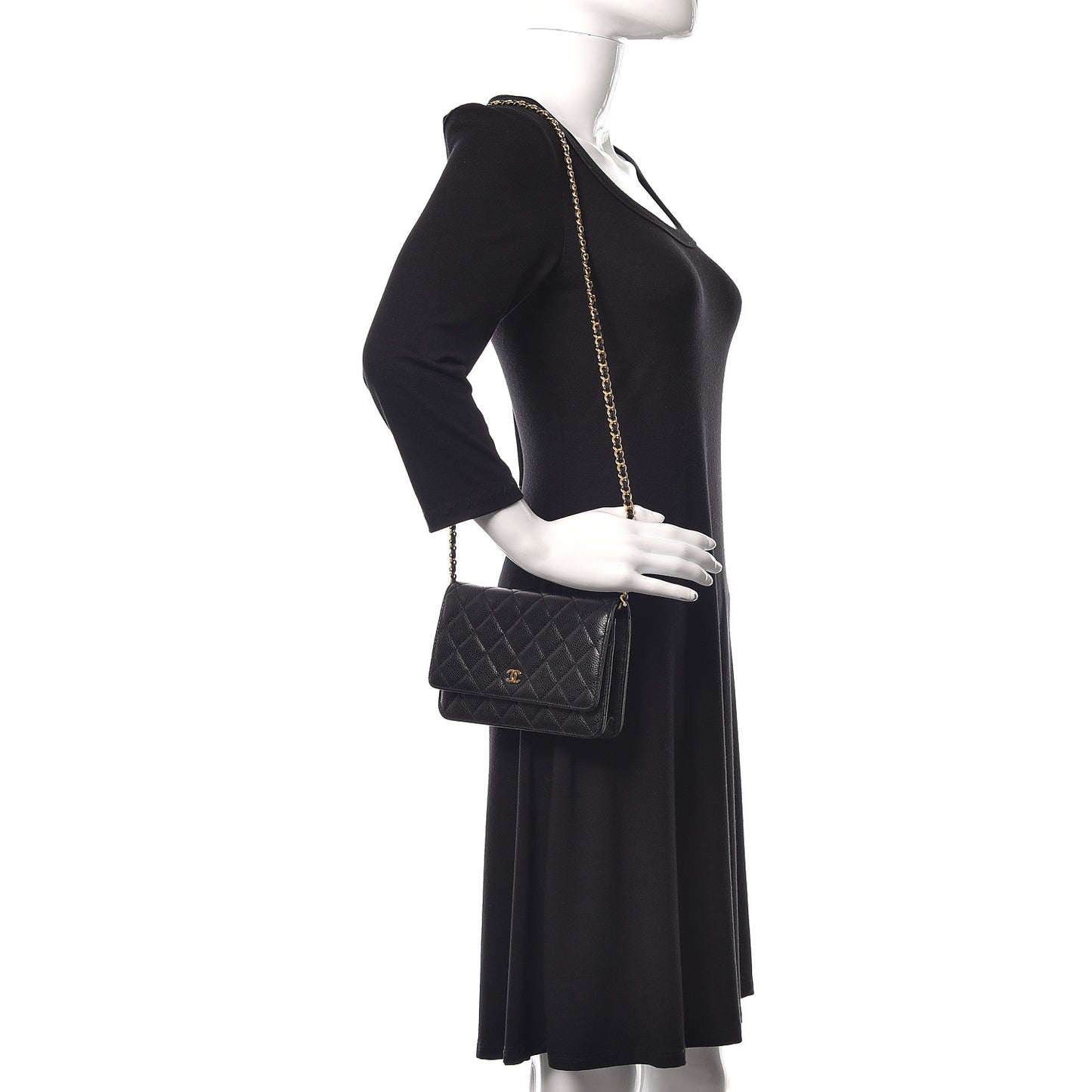 Caviar Quilted Wallet On Chain WOC Black