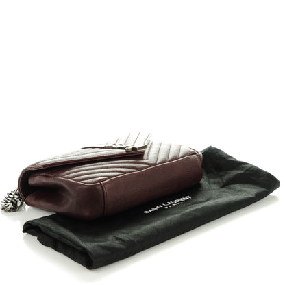 Saint Laurent Sheepskin Matelasse Chevron Monogram Medium College Bag Amaranto 4 of 7
