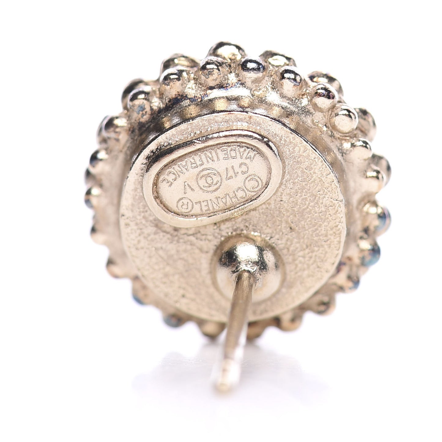 Pearl Crystal CC Earrings Gold