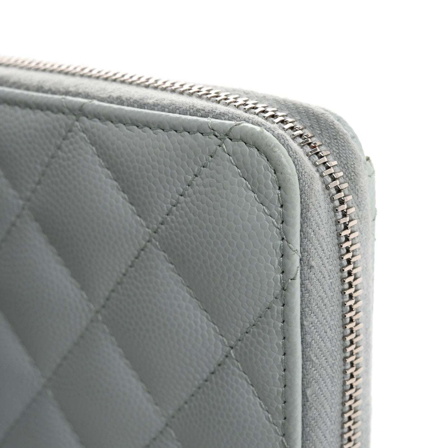 Caviar Quilted Medium Zip Around Wallet Light Blue
