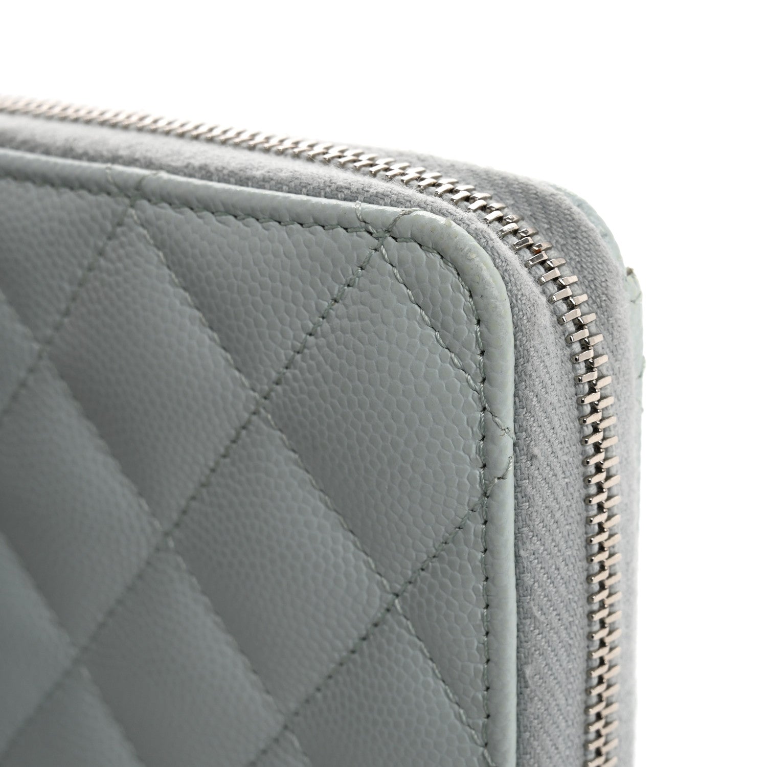 Chanel Caviar Quilted Medium Zip Around Wallet Light Blue 11 of 12