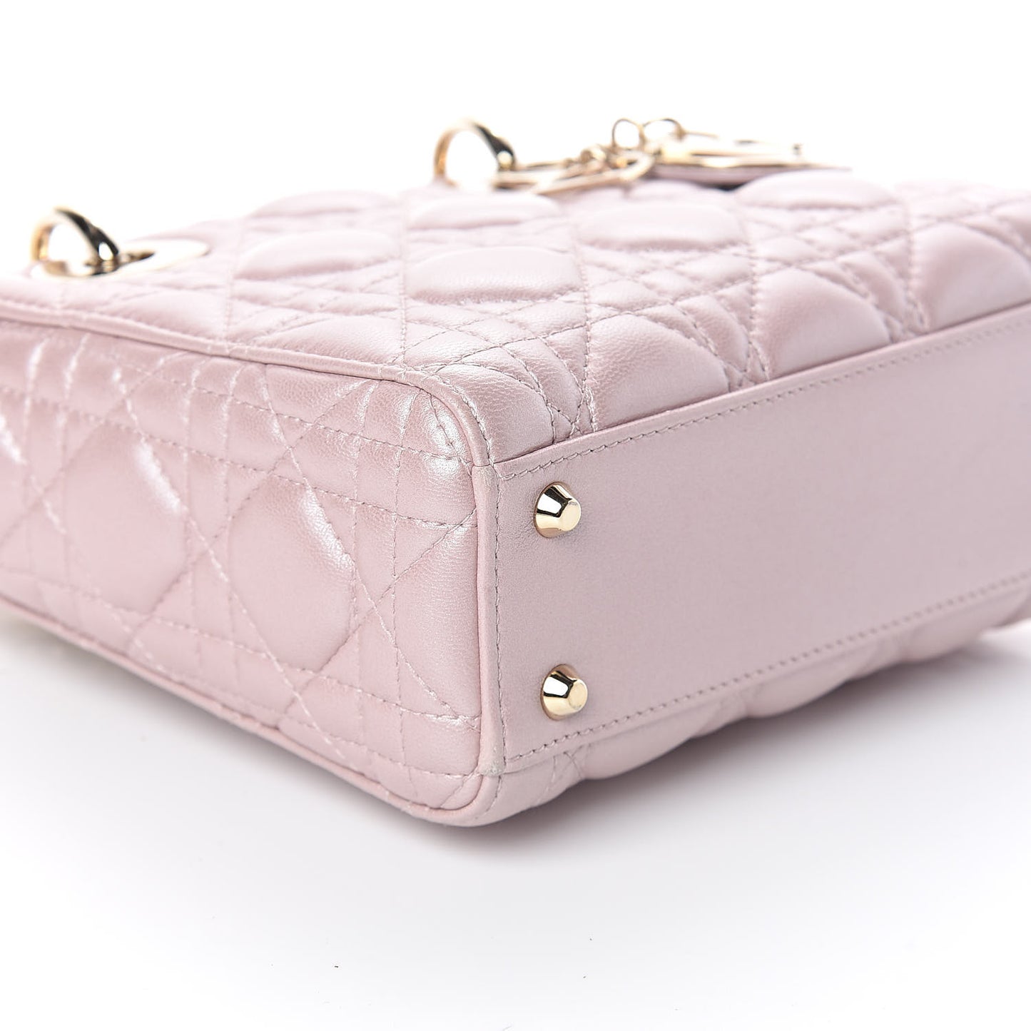 Metallic Lambskin Cannage Mini Lady Dior Lotus