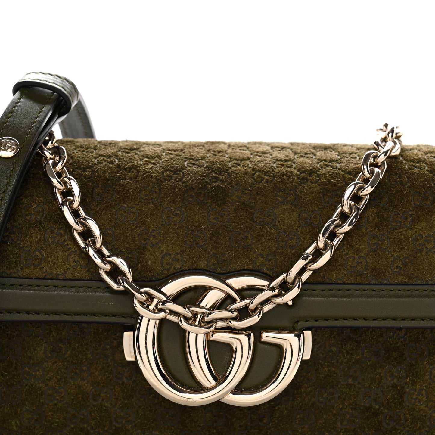 Suede Microguccissima Go Small Shoulder Bag Forest Green