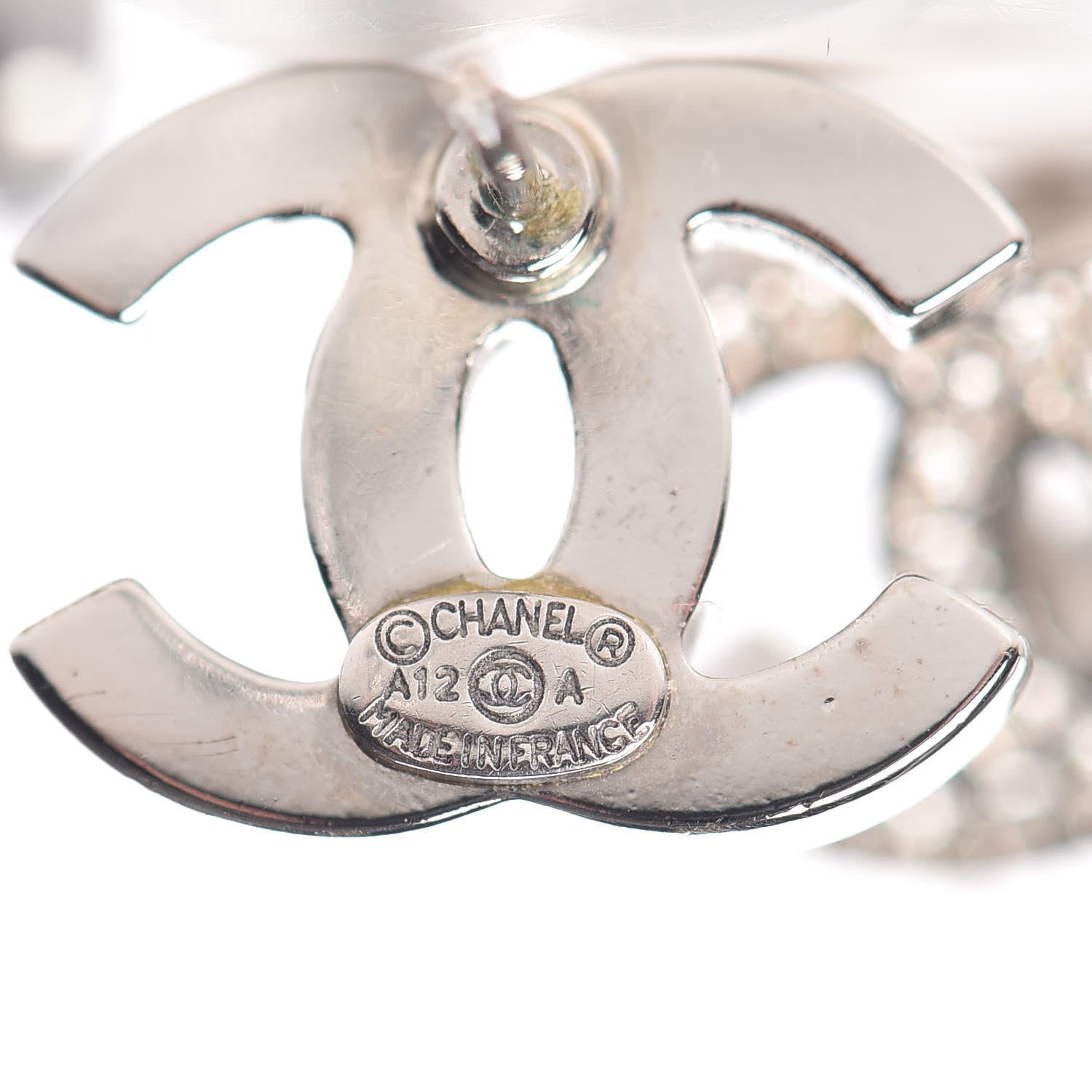 Chanel Crystal CC Earrings Silver 4 of 4