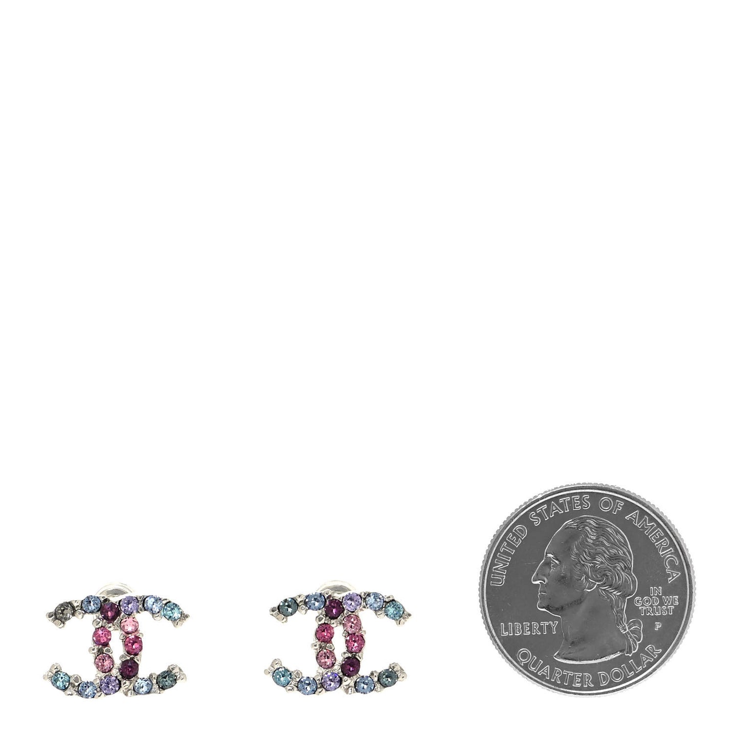 Crystal CC Earrings Silver Multicolor