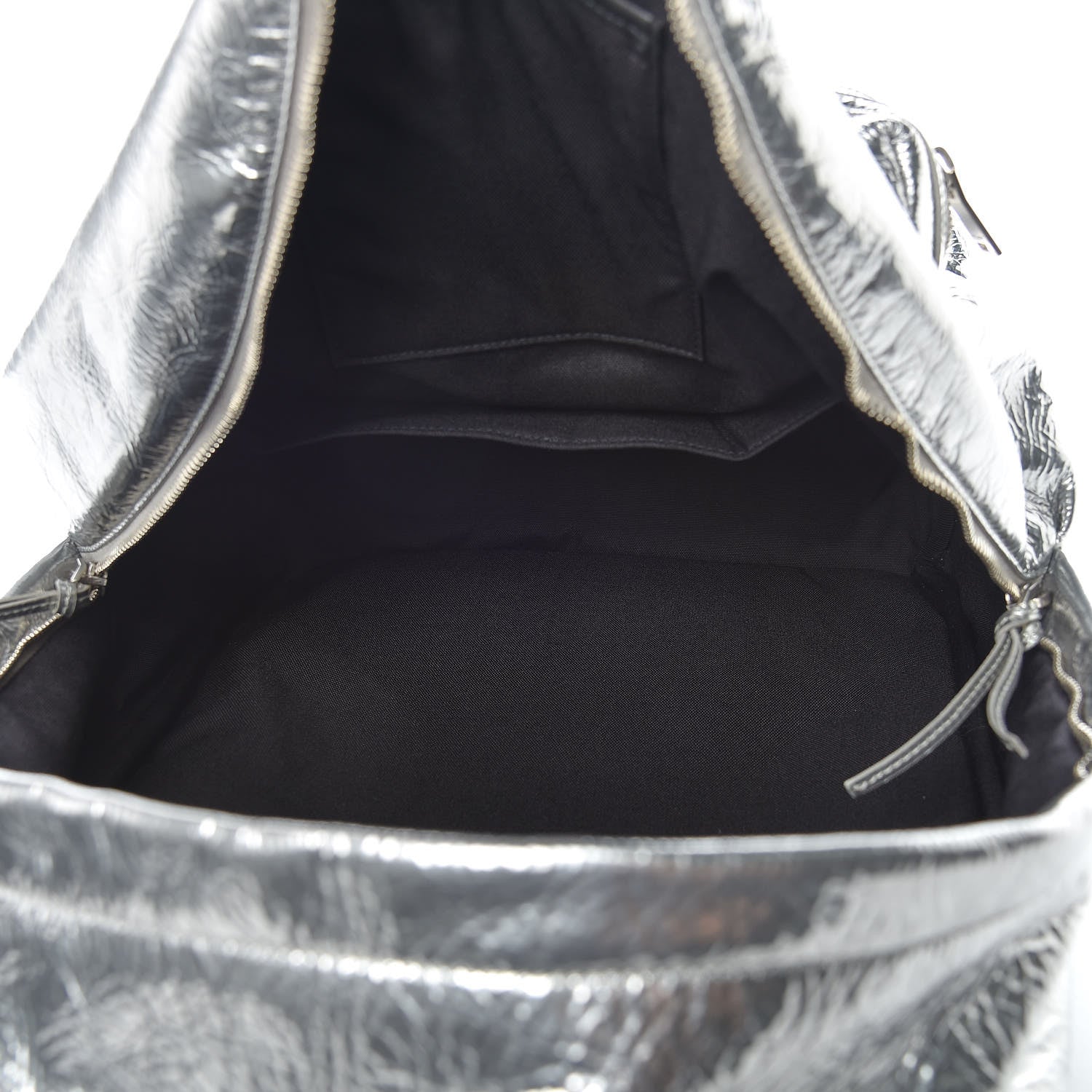 Saint Laurent Textured Patent City Backpack Argent 5 of 9