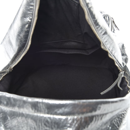 Saint Laurent Textured Patent City Backpack Argent 5 of 9