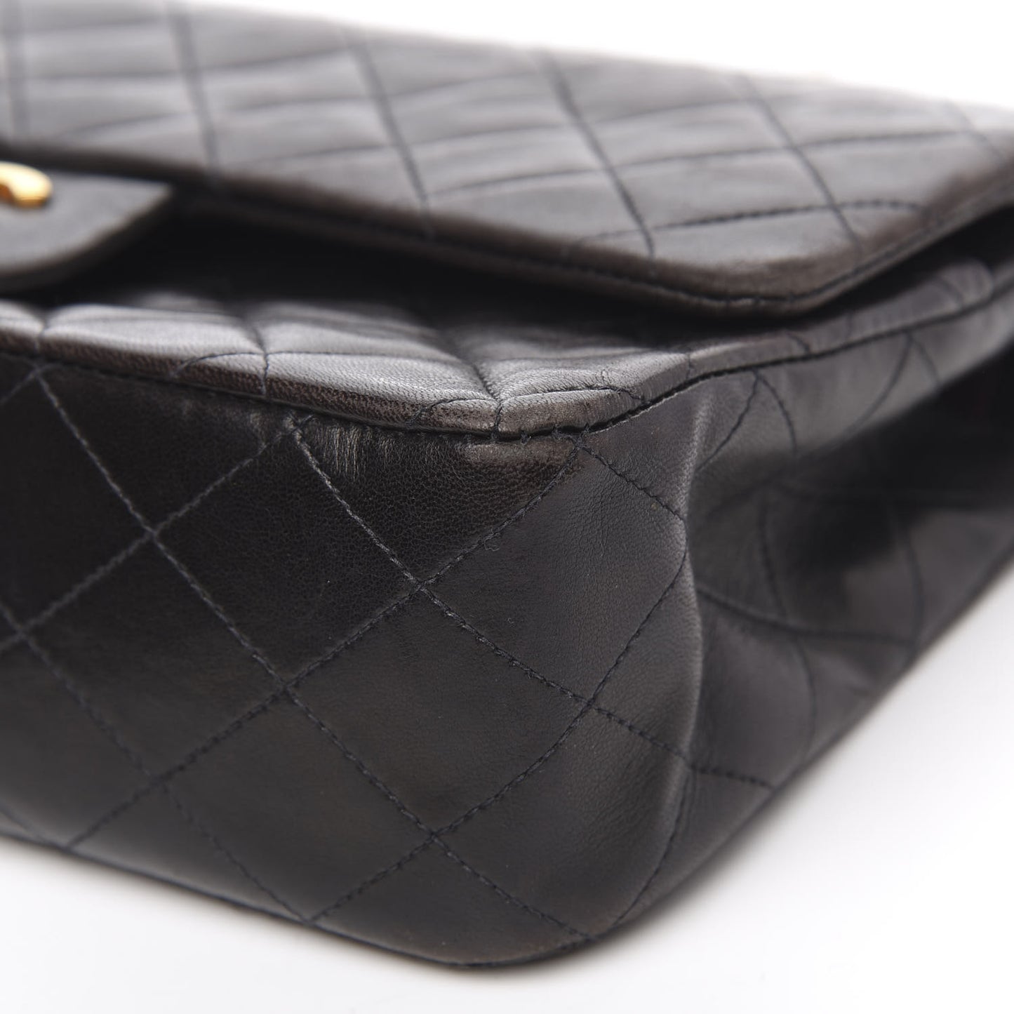 Lambskin Quilted Medium Double Flap Black