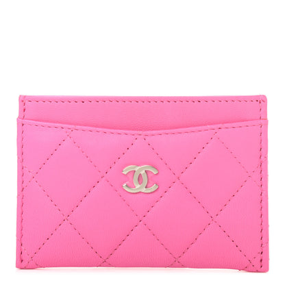 Chanel Lambskin Quilted Card Holder Neon Pink 1 of 8