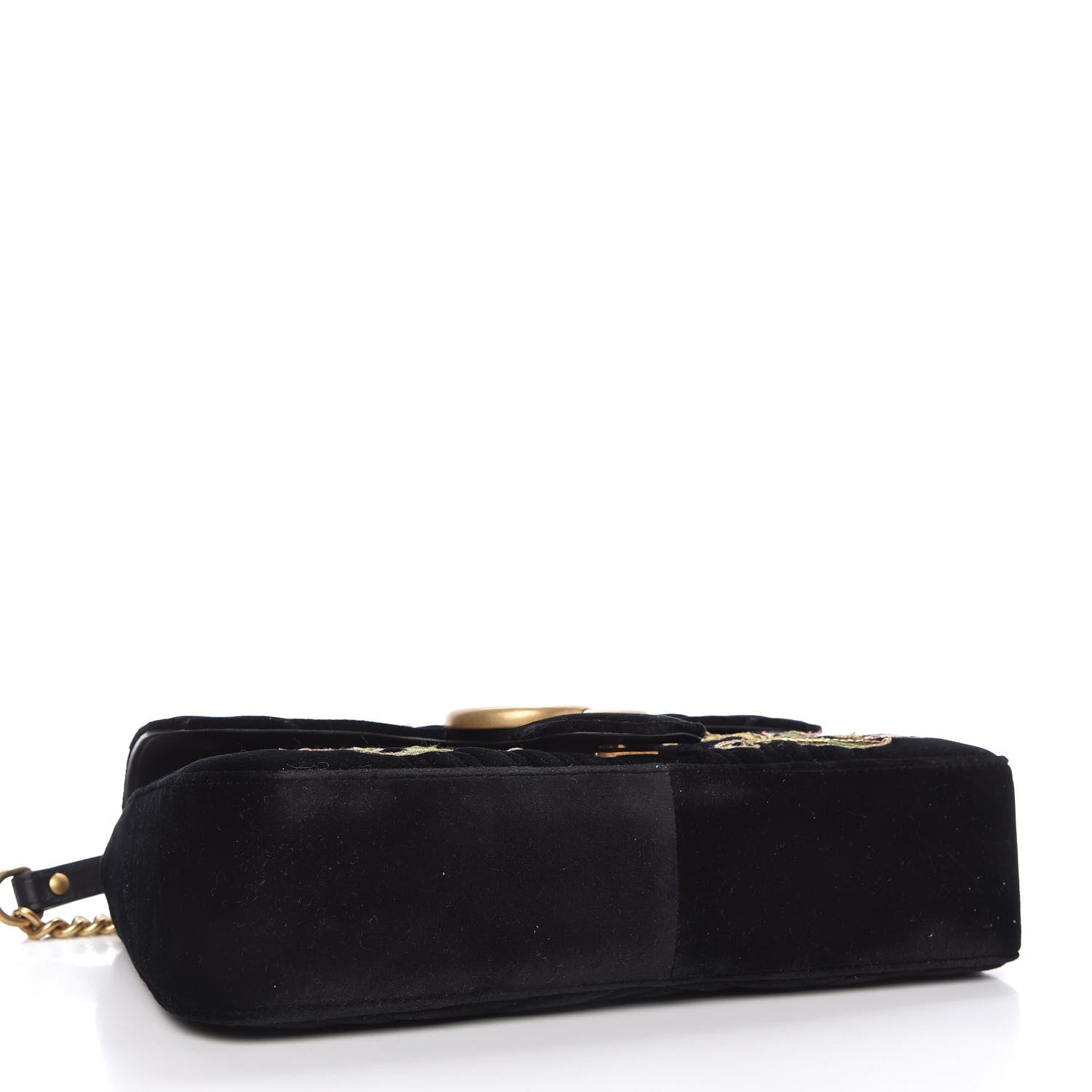 Gucci Velvet Matelasse Loved Embroidered Medium GG Marmont Shoulder Bag Black 4 of 10