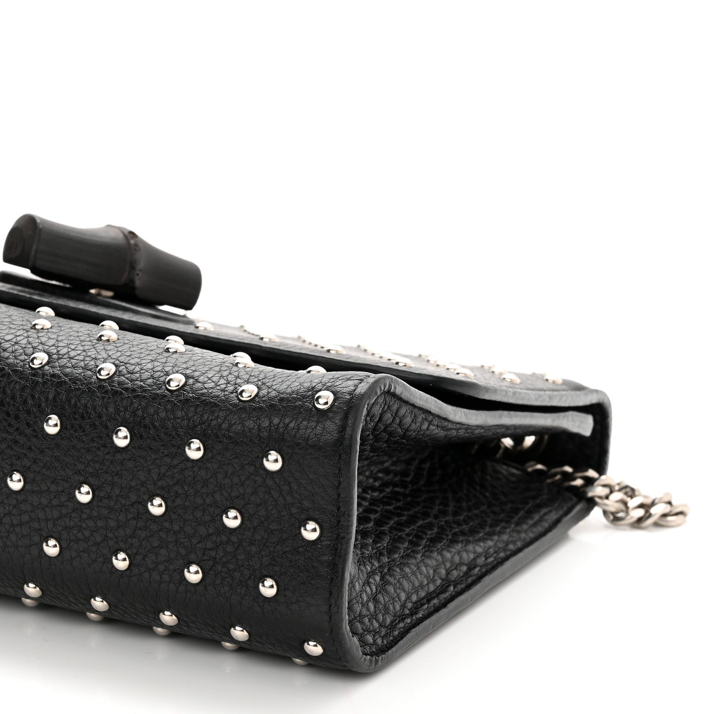 Calfskin Studded Medium Miss Bamboo Shoulder Bag Black