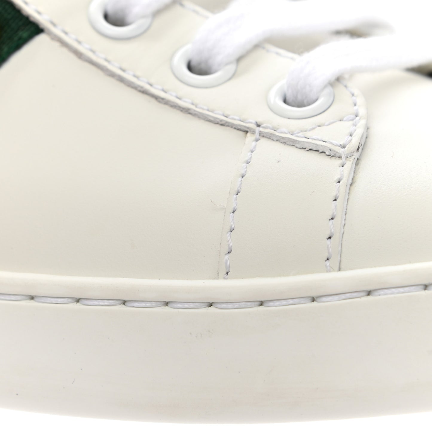 Calfskin Web Pearl Studded Womens Ace Sneakers 36.5 White