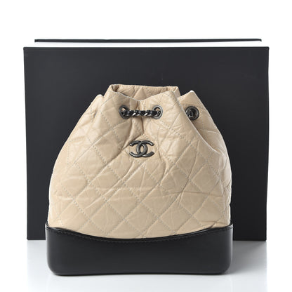 Chanel Aged Calfskin Quilted Small Gabrielle Backpack Beige Black 10 of 10