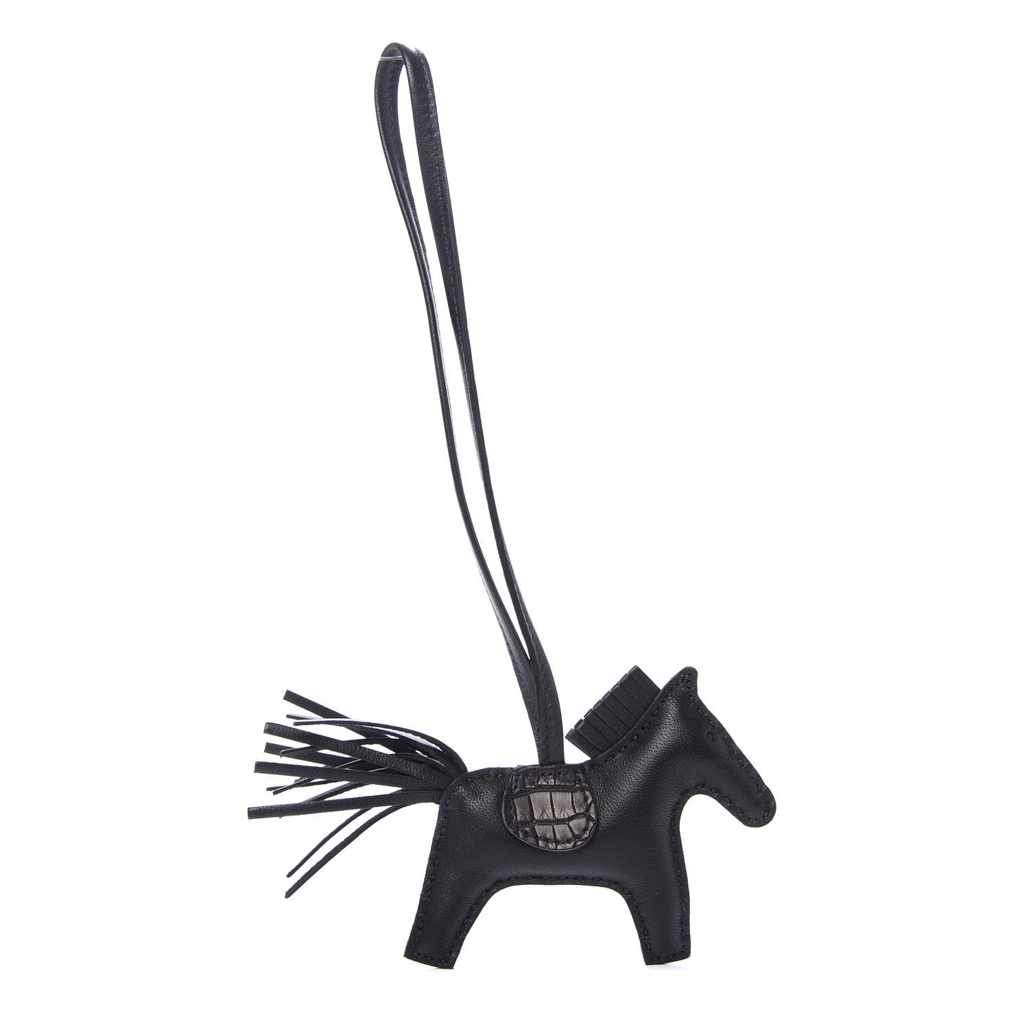 Hermes Milo Lambskin Matte Alligator Touch Grigri Rodeo Horse Bag Charm PM So Black 1 of 4