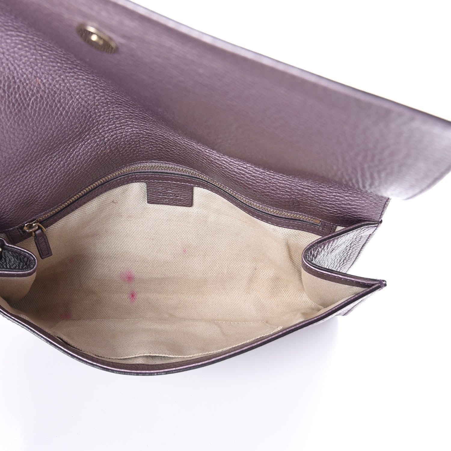 Gucci Metallic Pebbled Calfskin Medium Soho Clutch Purple 5 of 9