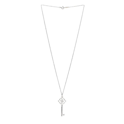 Tiffany Sterling Silver Diamond Knot Key Pendant Necklace 2 of 6