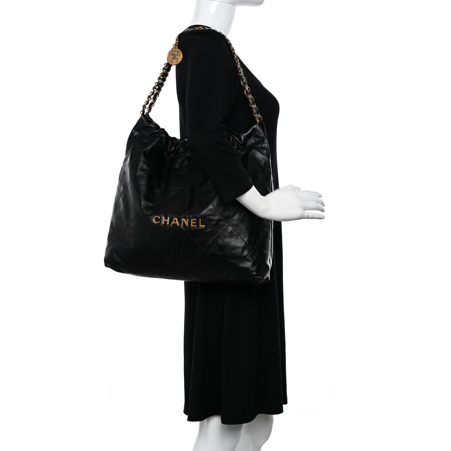 Chanel Shiny Calfskin Quilted Chanel 22 Black 2 of 15