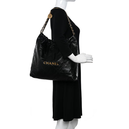 Chanel Shiny Calfskin Quilted Chanel 22 Black 2 of 15