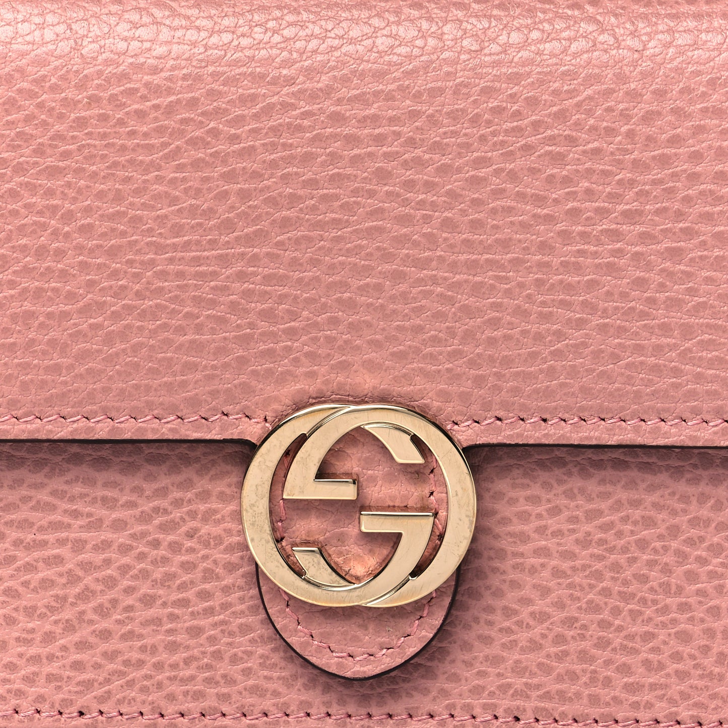 Dollar Calfskin Interlocking G Chain Wallet Soft Pink